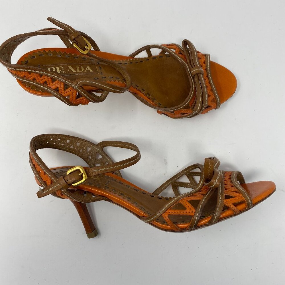 prada leather laser cut sandals
